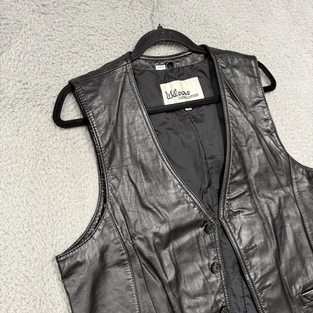 Vintage Wilsons‎ Suede & Leather Vest Mens 42 Black Genuine Leather Lined Biker